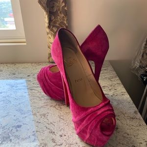 Christian Louboutin Suede Drapesse Platform Pumps